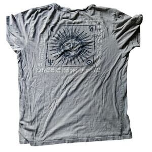 T bar Celestial Sun Moon Cotton  T-Shirt Gray Astrology Symbols Size Small